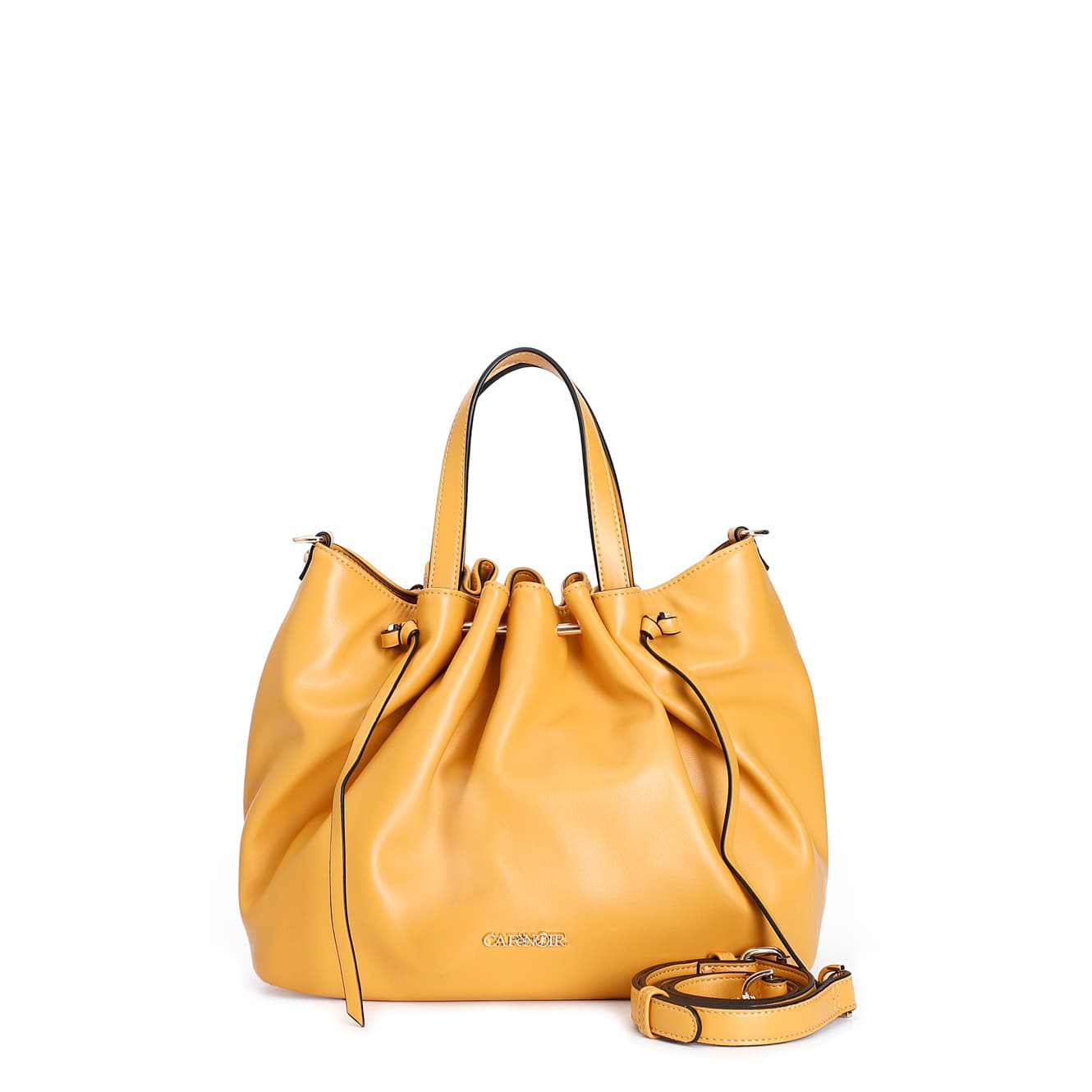 CafèNoir — Tote con motivo di arricciatura, tramezza interna con zip arancio