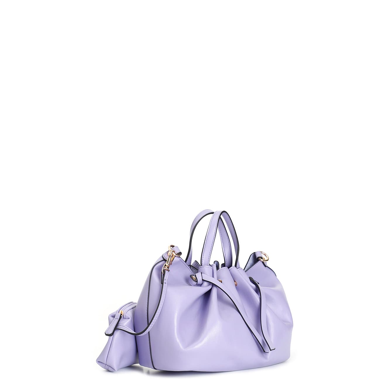 Mini tote con motivo di arricciatura , tracolla removibile indaco — vista 2