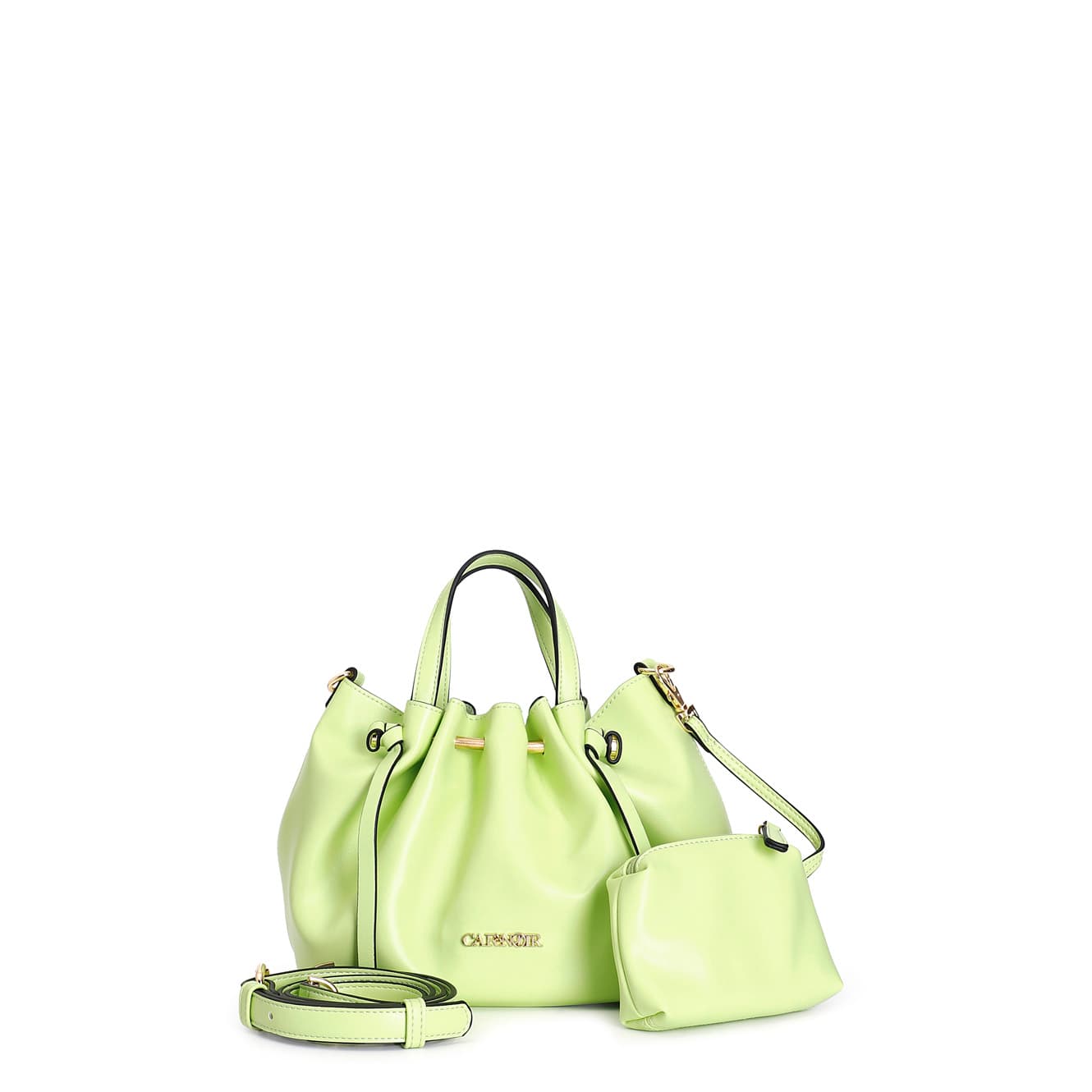 CafèNoir — Mini tote con motivo di arricciatura , tracolla removibile verde