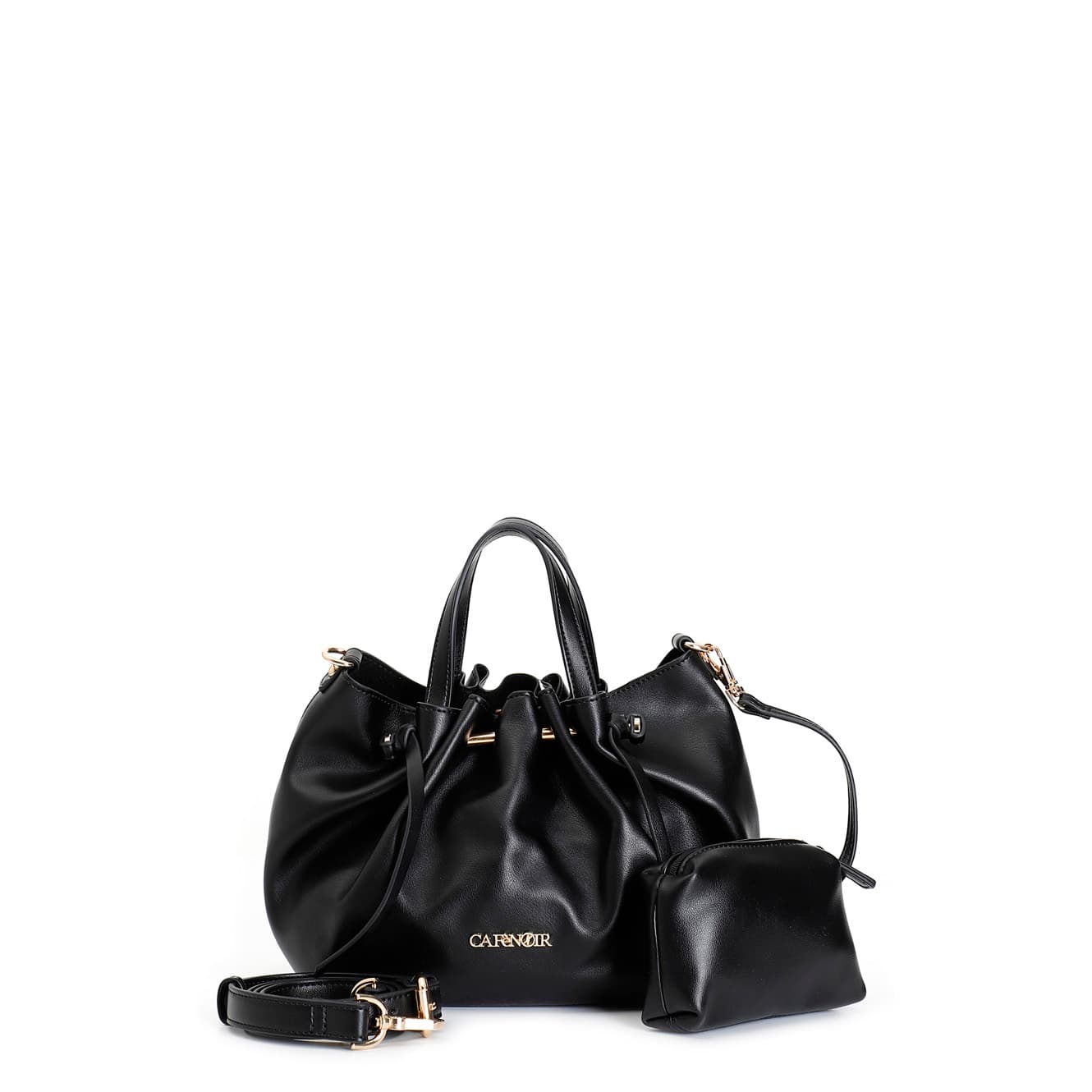 CafèNoir — Mini tote con motivo di arricciatura , tracolla removibile nero