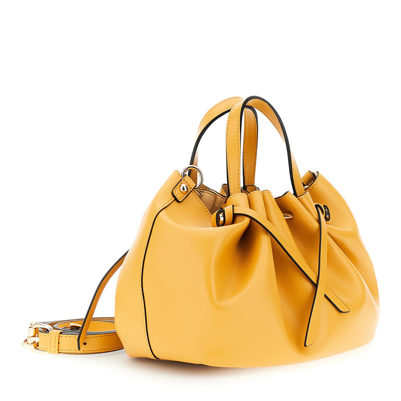 Mini tote con motivo di arricciatura , tracolla removibile arancio — vista 2