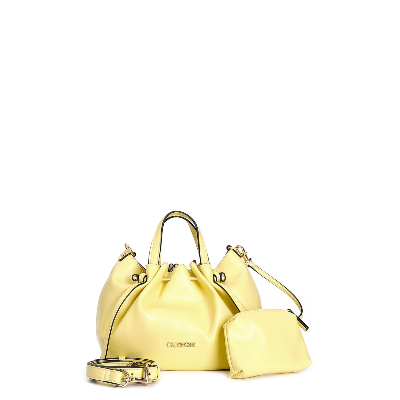 CafèNoir — Mini tote con motivo di arricciatura , tracolla removibile giallo