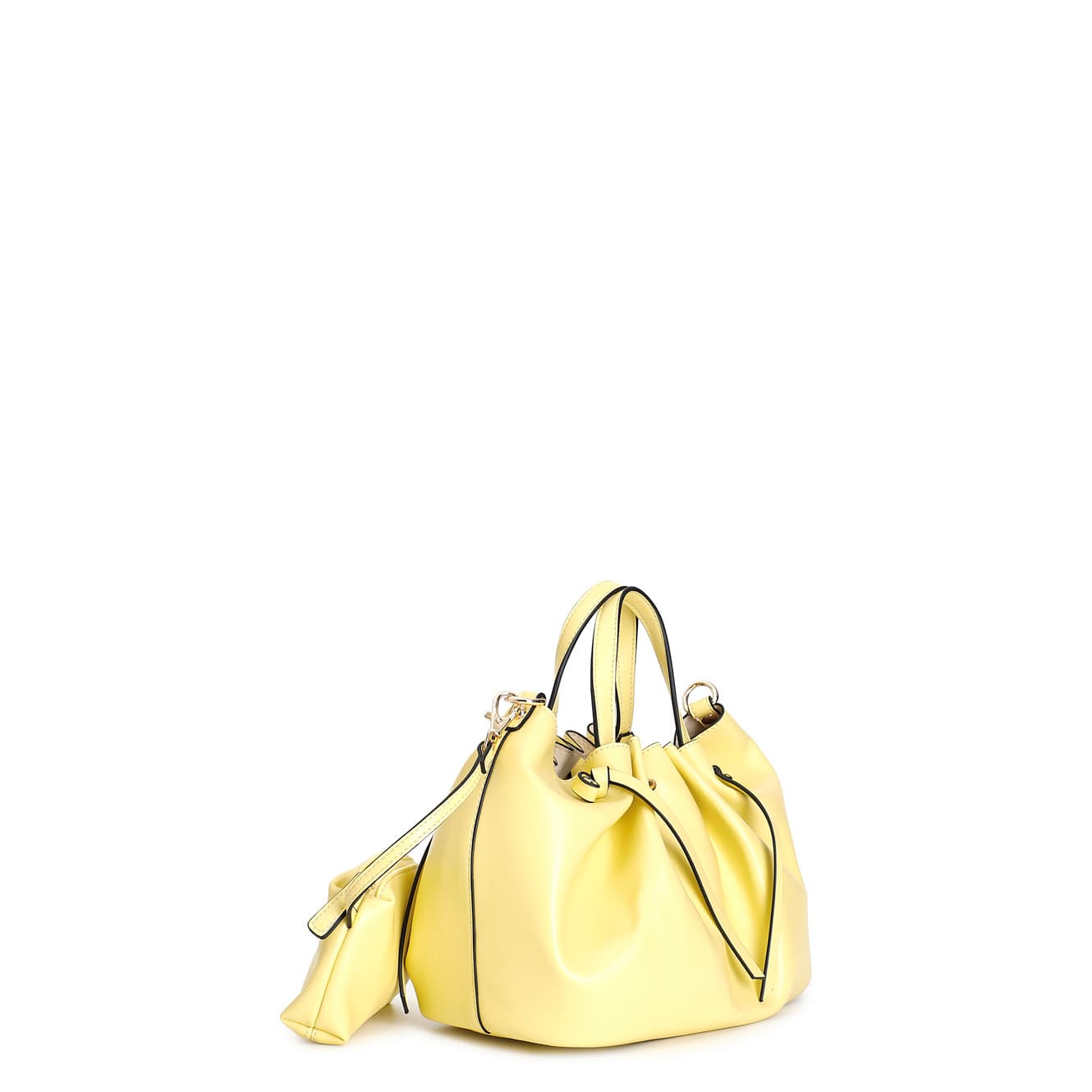 Mini tote con motivo di arricciatura , tracolla removibile giallo — vista 2