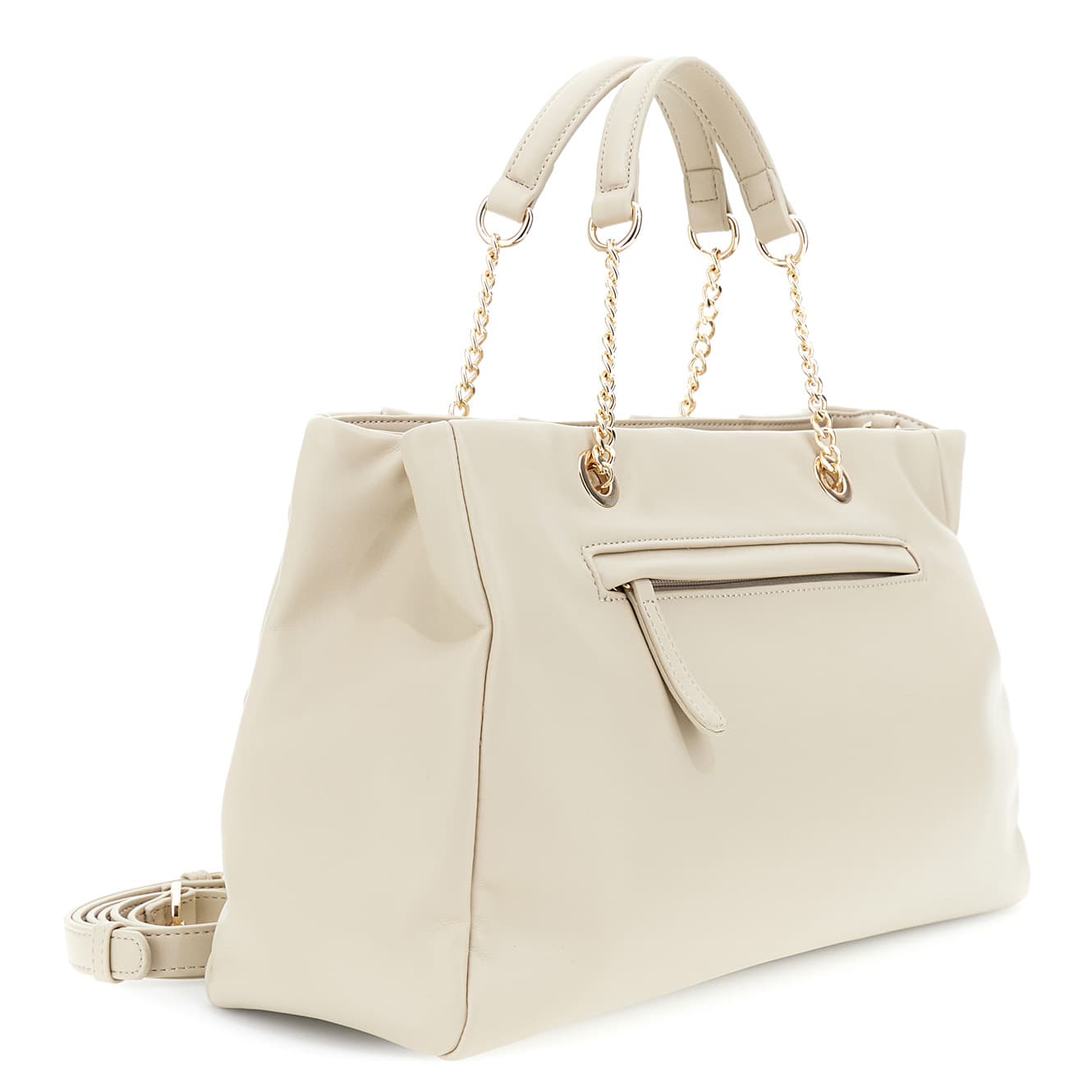 Shopping con plissettatura,manici con catena taupe — vista 2