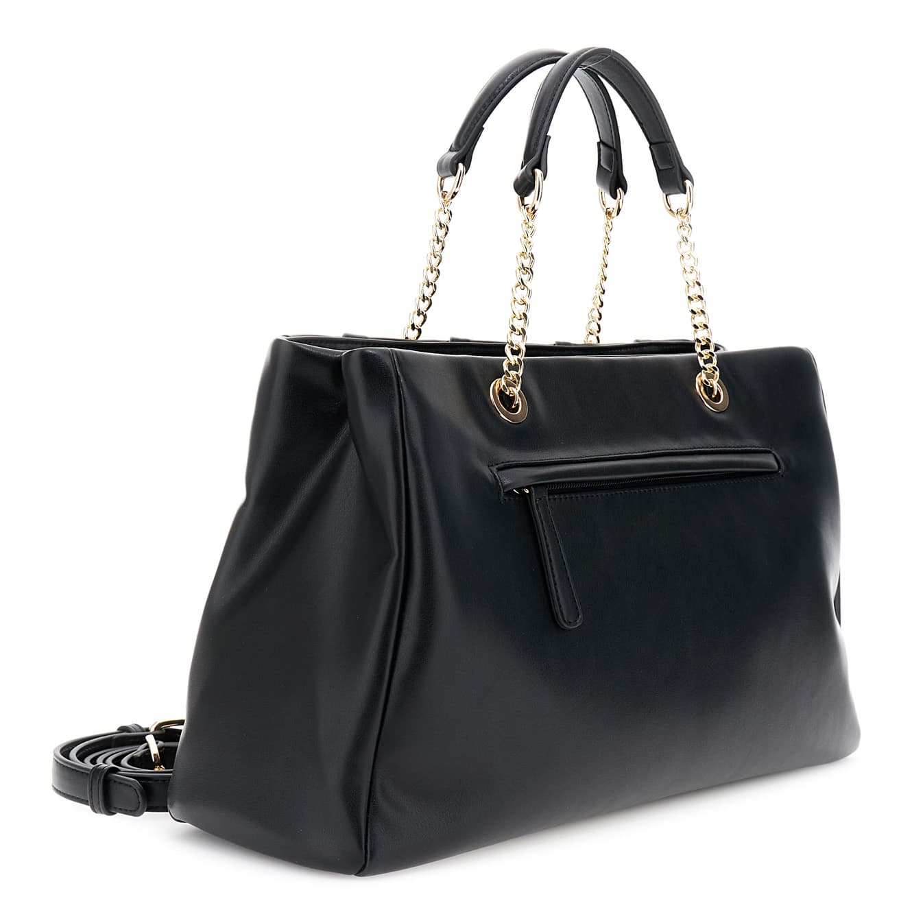 Shopping con plissettatura,manici con catena nero — vista 2
