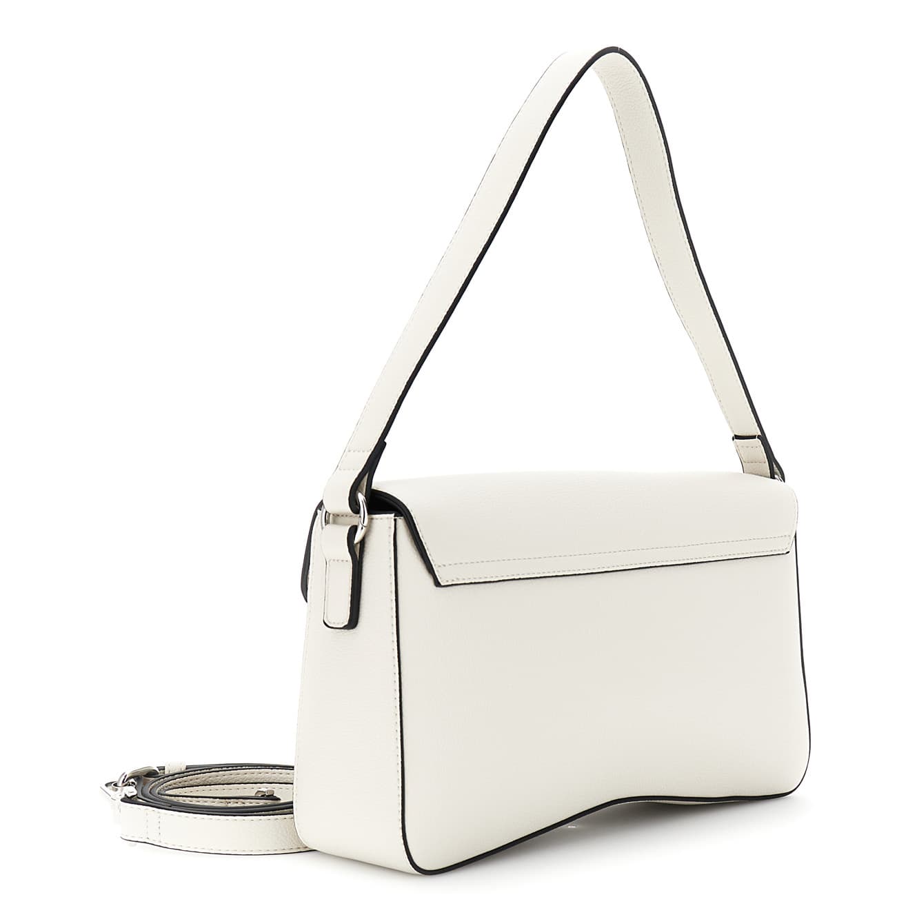 Borsa a spalla effetto pelle granosa e charm colorato logato avorio — vista 2