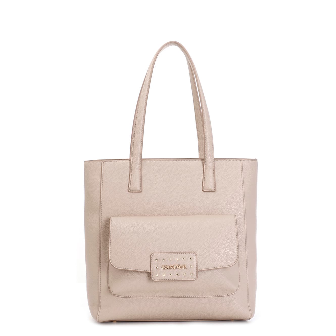 CafèNoir — Tote in materiale granoso ed effetto suede sul quadrante davanti, attacco manic taupe