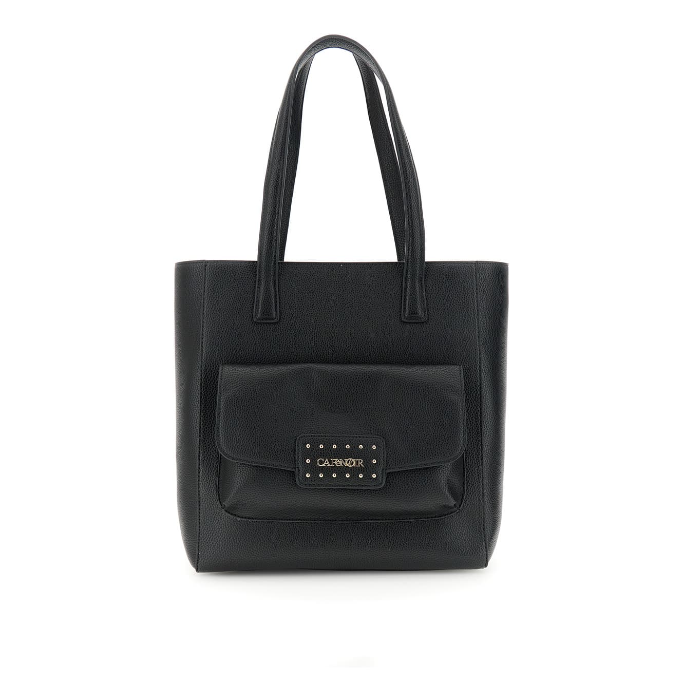 CafèNoir — Tote in materiale granoso ed effetto suede sul quadrante davanti, attacco manic nero