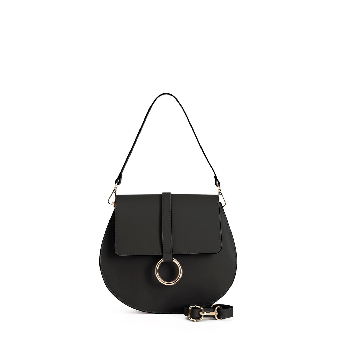 CafèNoir — Pattina tonda in pelle liscia nero