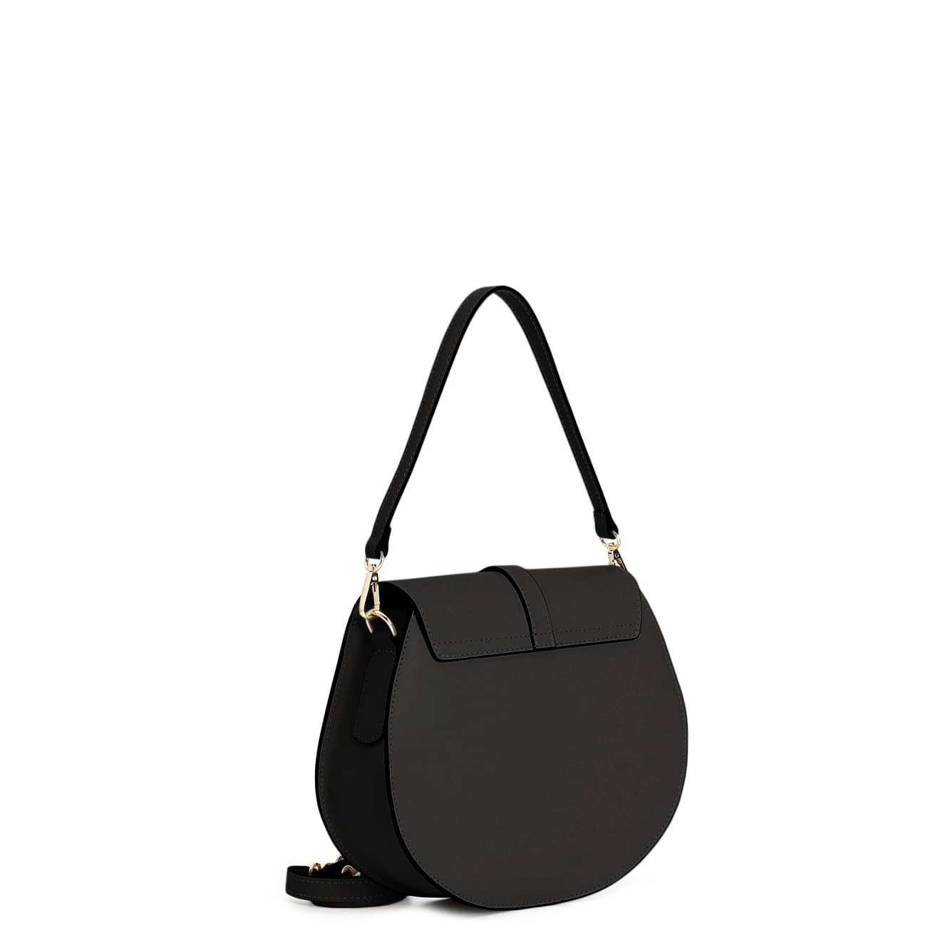 Pattina tonda in pelle liscia nero — vista 2