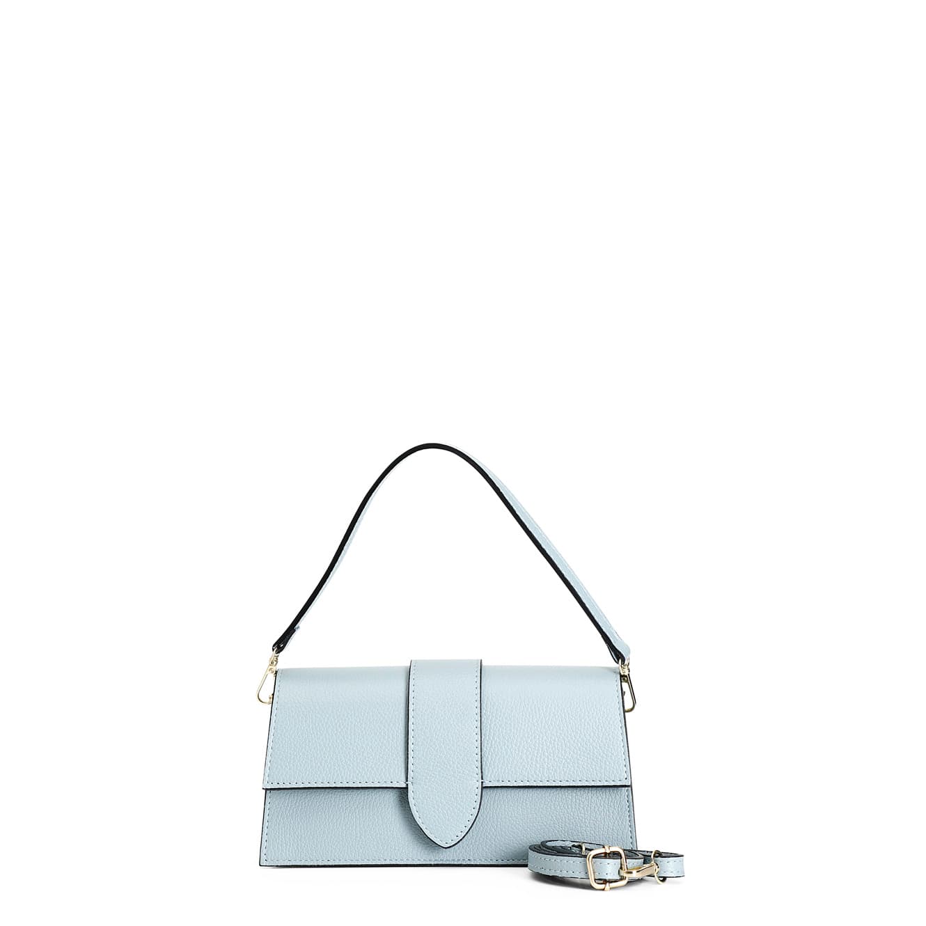 CafèNoir — Minibag rigida in pelle martellata con pattina cielo