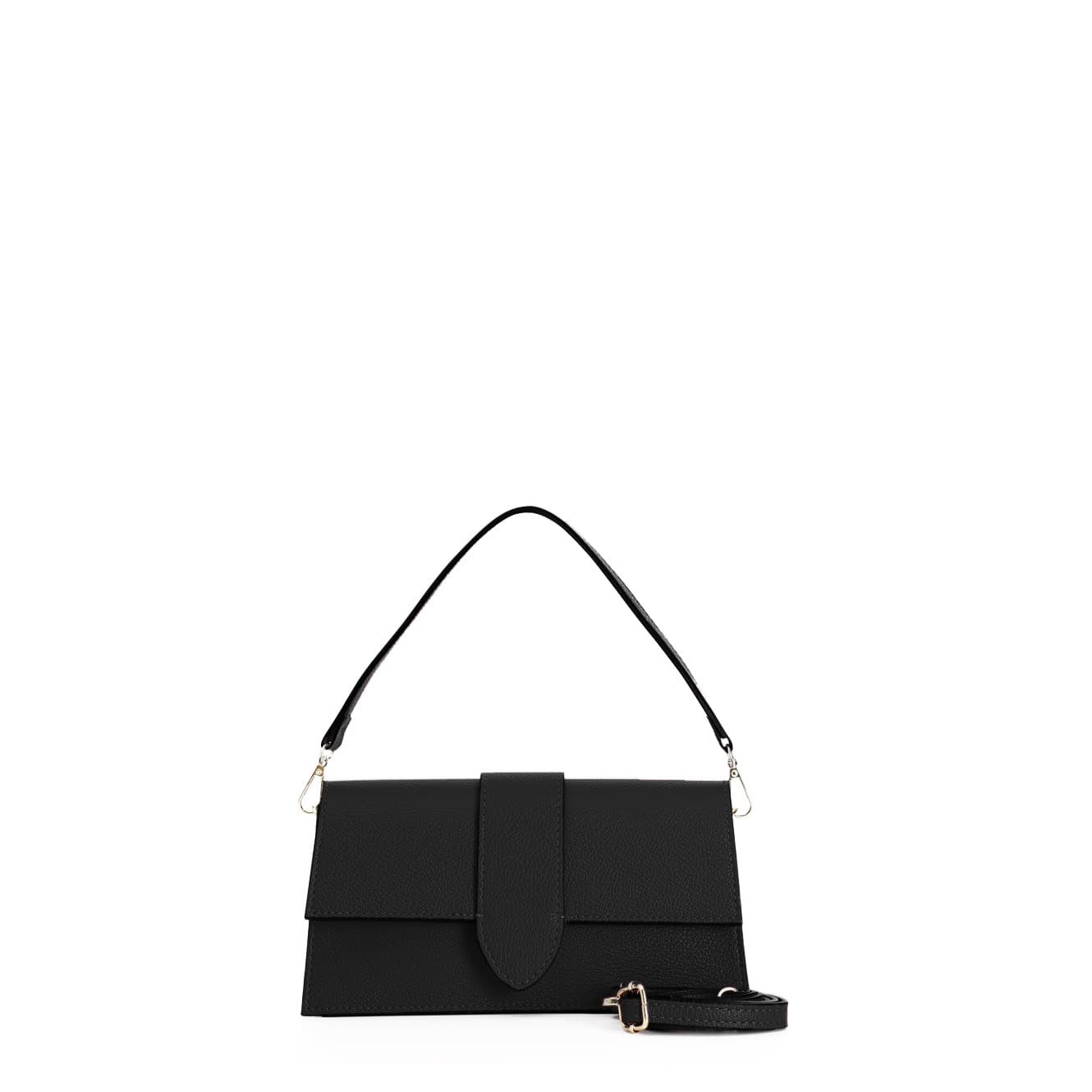 CafèNoir — Minibag rigida in pelle martellata con pattina nero