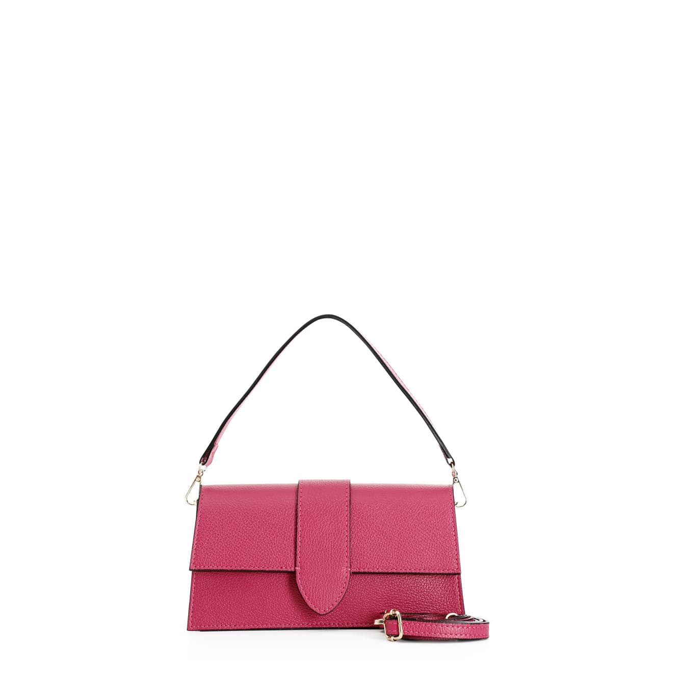 CafèNoir — Minibag rigida in pelle martellata con pattina fuxia