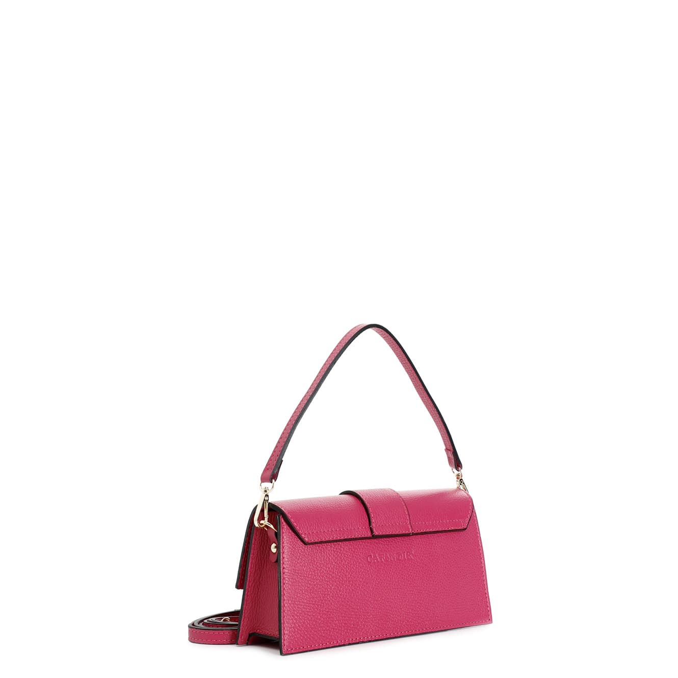 Minibag rigida in pelle martellata con pattina fuxia — vista 2