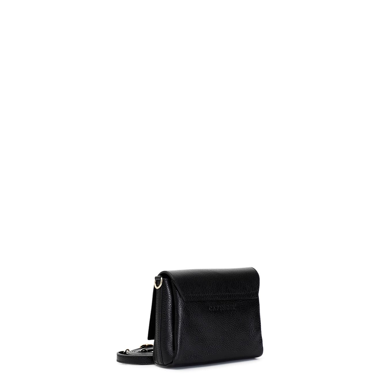 Pochette in pelle martellata con chiusura metallo e bamboo nero — vista 2