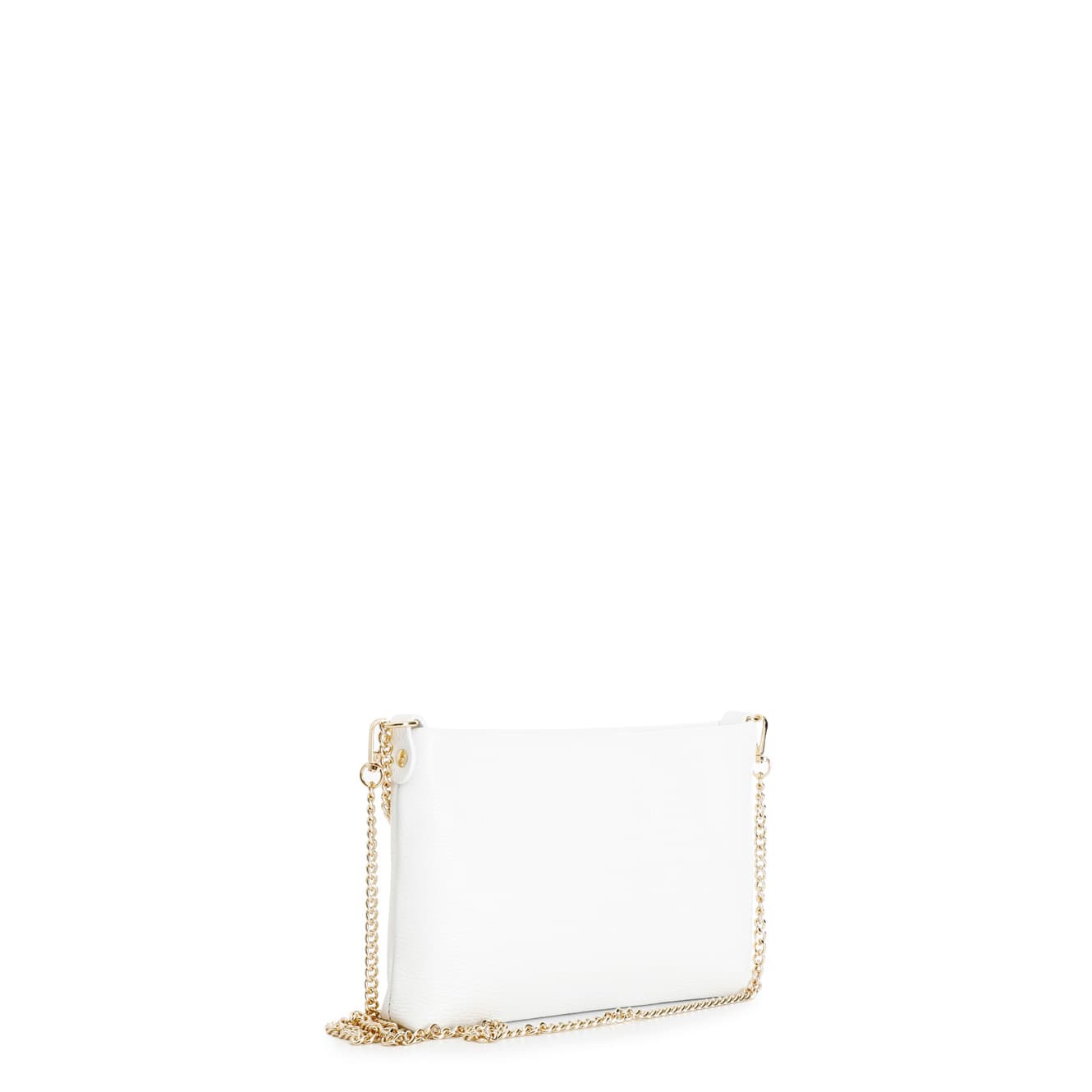 Pochette in pelle martellata con tracolle in catena bianco — vista 2