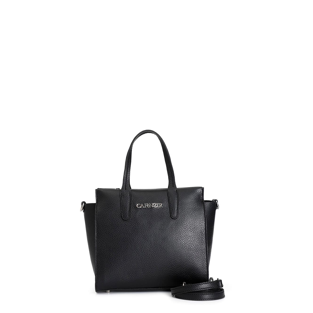 CafèNoir — Minibag effetto puffy con attacco tracolla e fibbia con strass,tracolla removibi nero