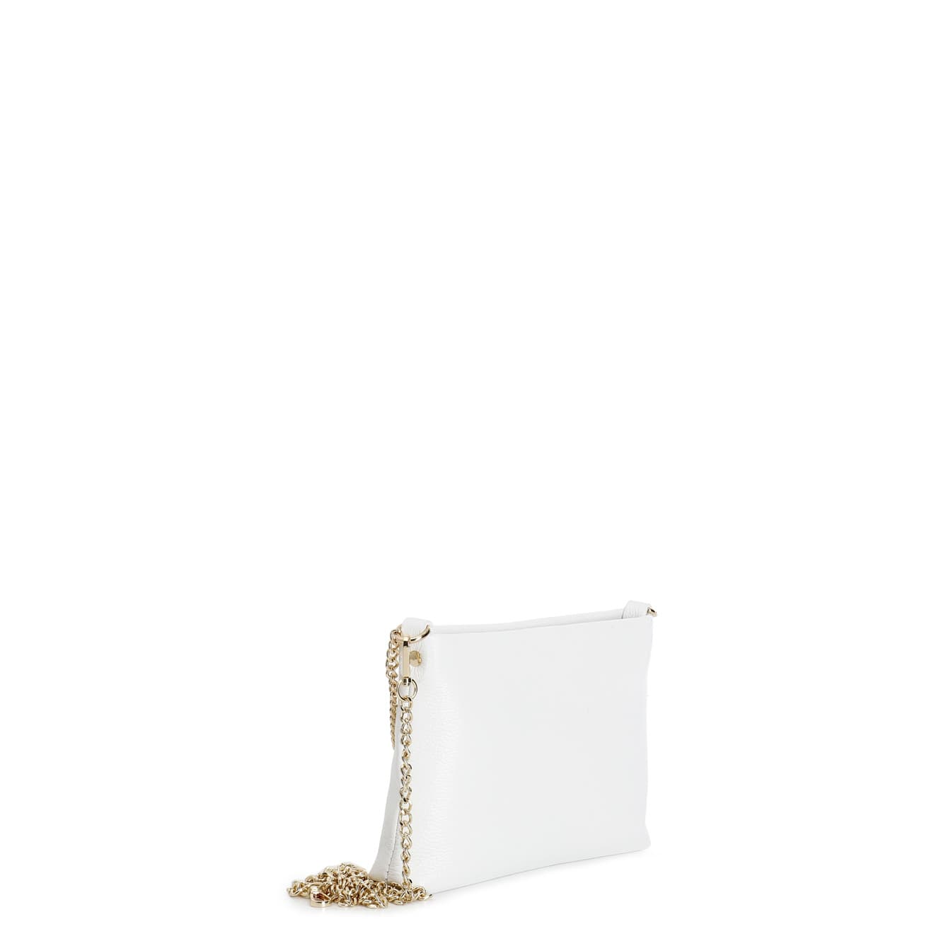 Pochette in pelle martellata con doppia tarcolla in catena bianco — vista 2