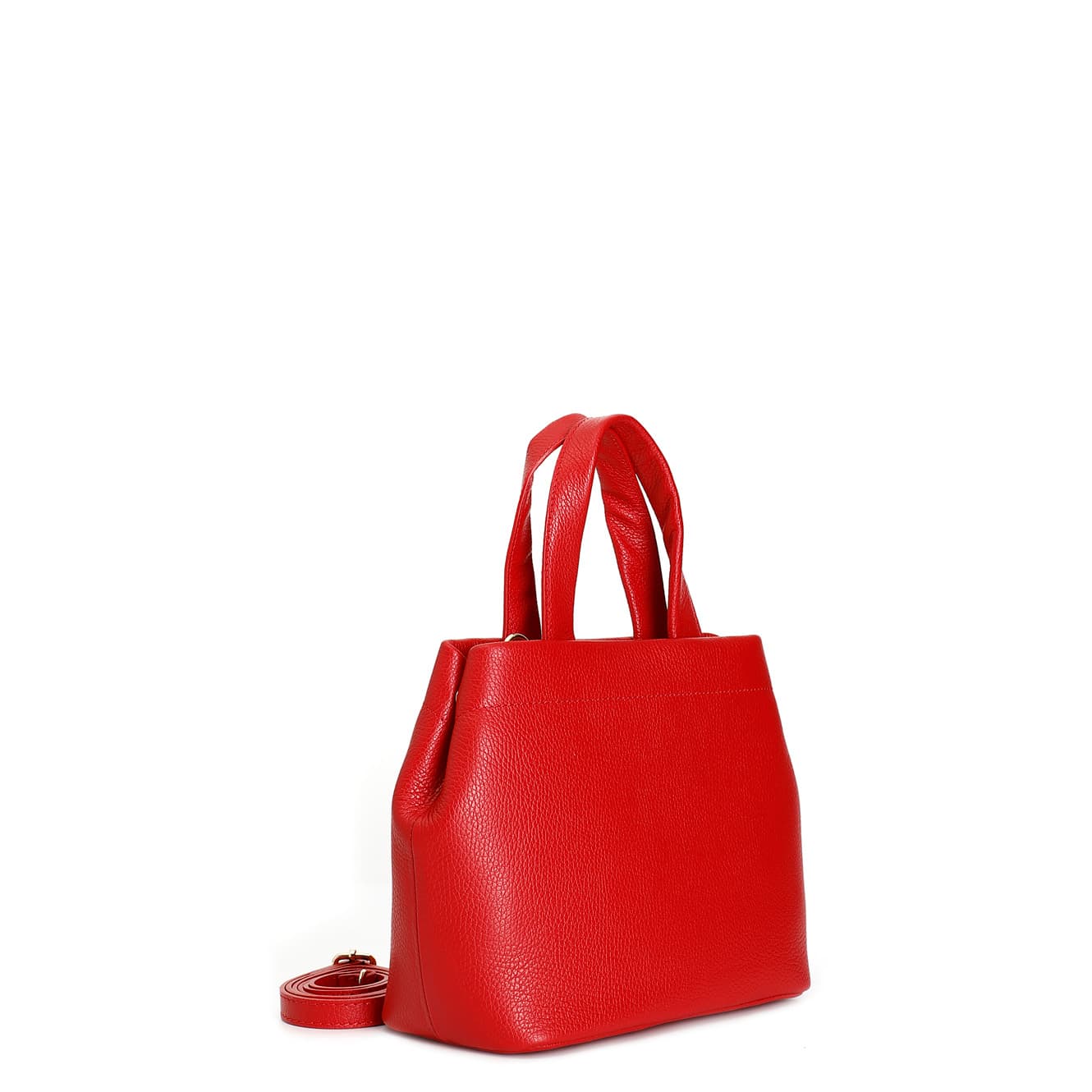 Borsa a mano in pelle martellata e tracollina removibile rosso — vista 2