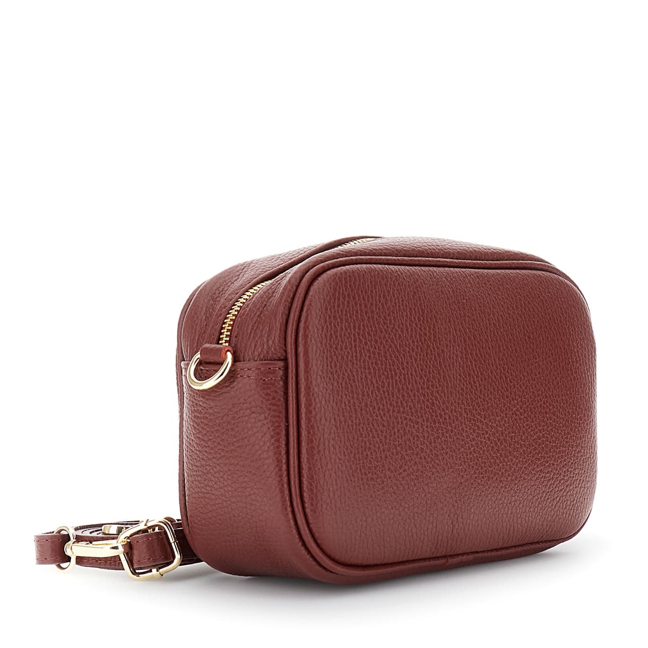 Camera bag in pelle martellata con nappina bordeaux — vista 2
