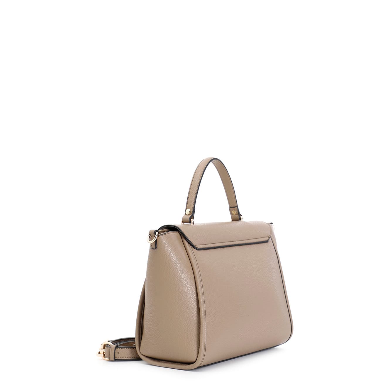 Borsa a mano con pattina in materiale granoso ed effetto suede fango — vista 2