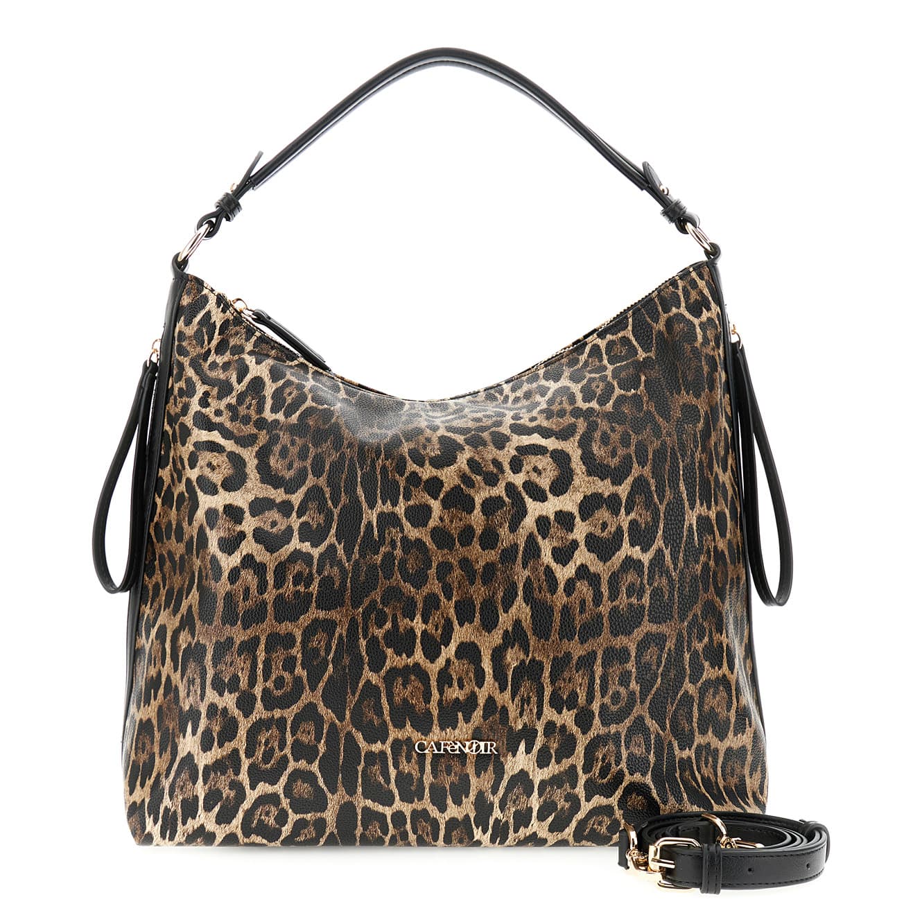 CafèNoir — Sacca effetto pelle stampa leopardo con zip laterali animalier