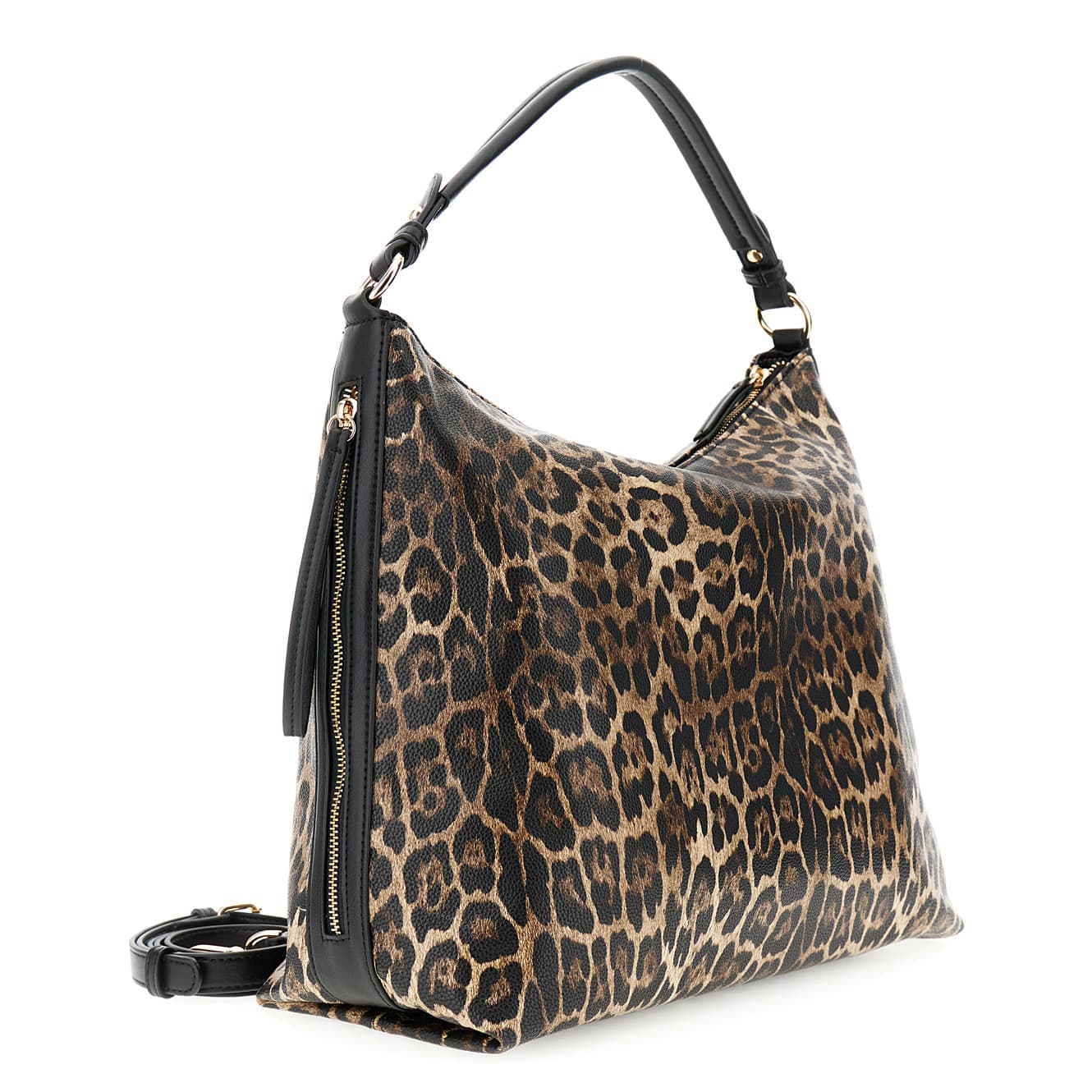 Sacca effetto pelle stampa leopardo con zip laterali animalier — vista 2