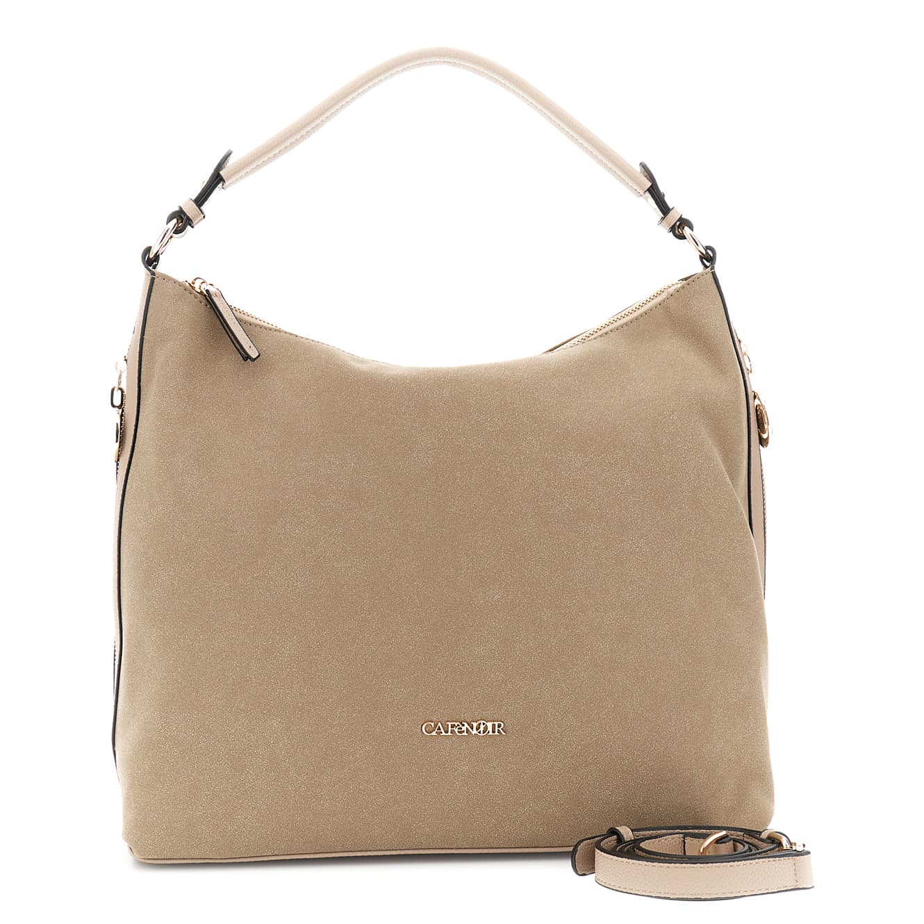 CafèNoir — Sacca morbida effetto pelle suede taupe