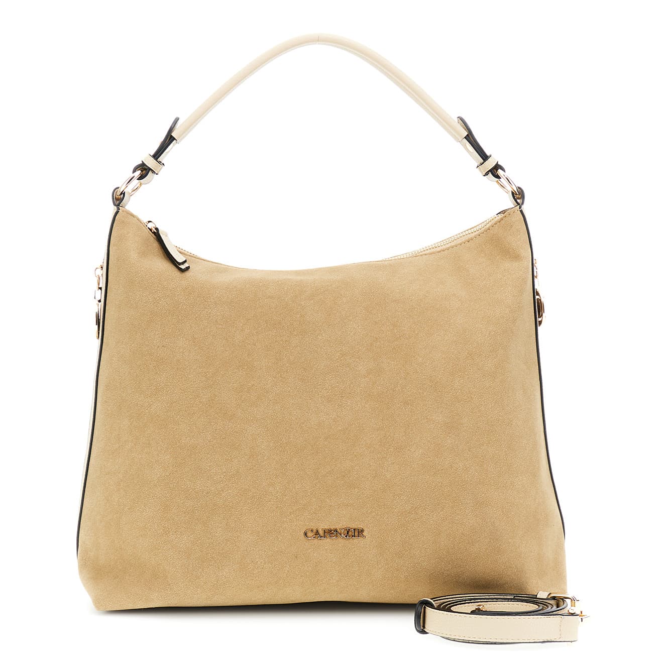 CafèNoir — Sacca morbida effetto pelle suede beige