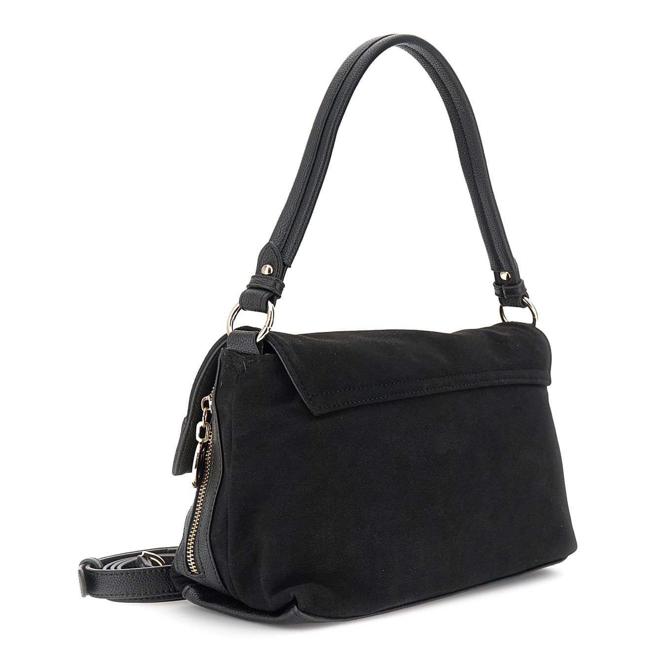 Sacca morbida con pattina effetto pelle tipo suede nero — vista 2