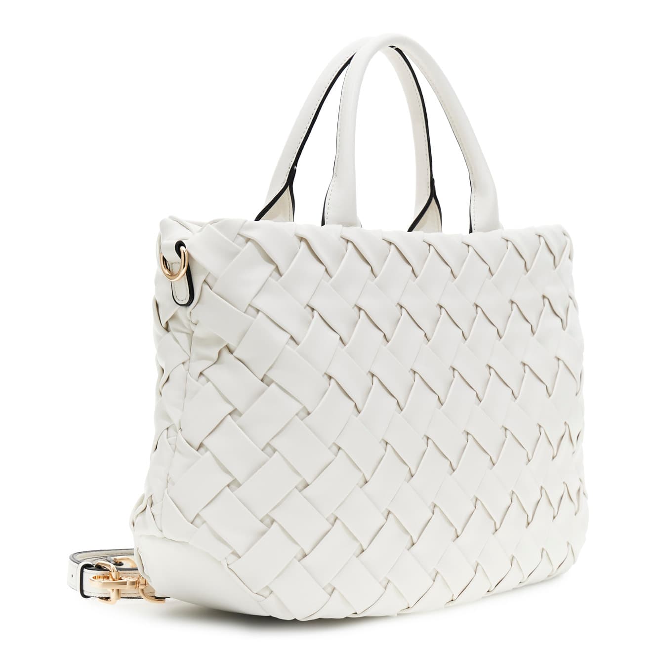 Borsa a mano effetto nappa intrecciata con lettering in metallo bianco — vista 2