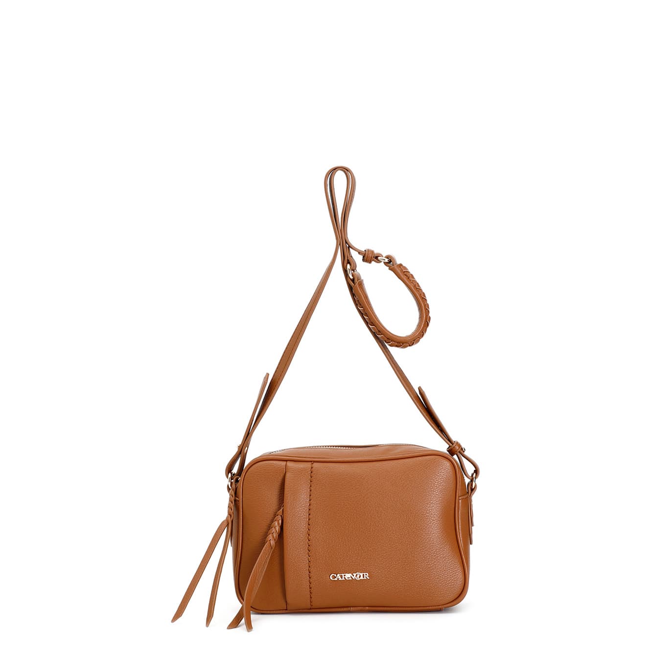 CafèNoir — Camera bag con tasca e zip, spallaccio con infilatura cuoio