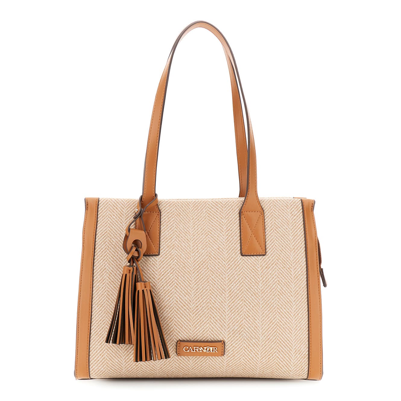 CafèNoir — Borsa in tessuto tweed con nappina e dettaglio logo cuoio