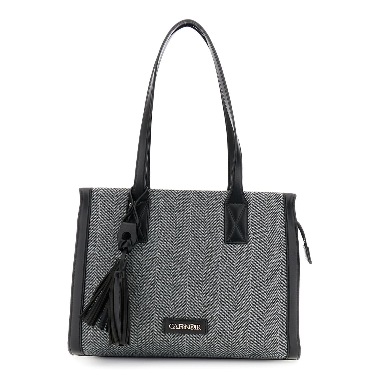 CafèNoir — Borsa in tessuto tweed con nappina e dettaglio logo nero
