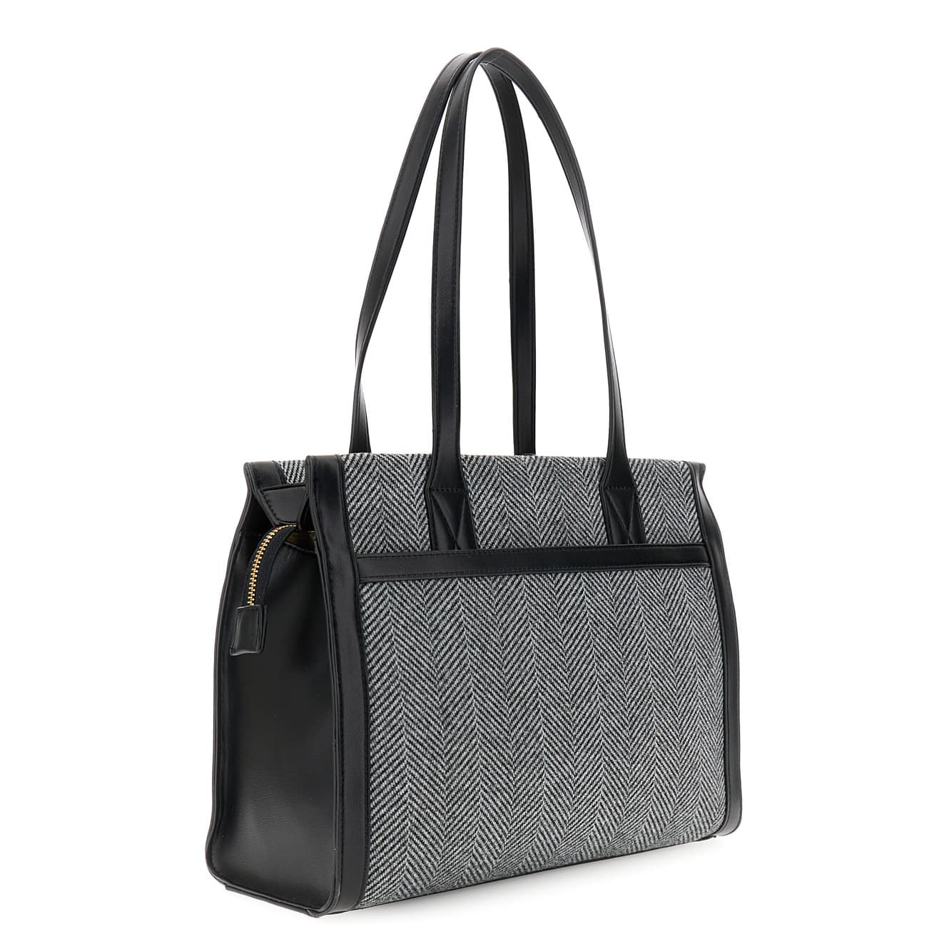 Borsa in tessuto tweed con nappina e dettaglio logo nero — vista 2