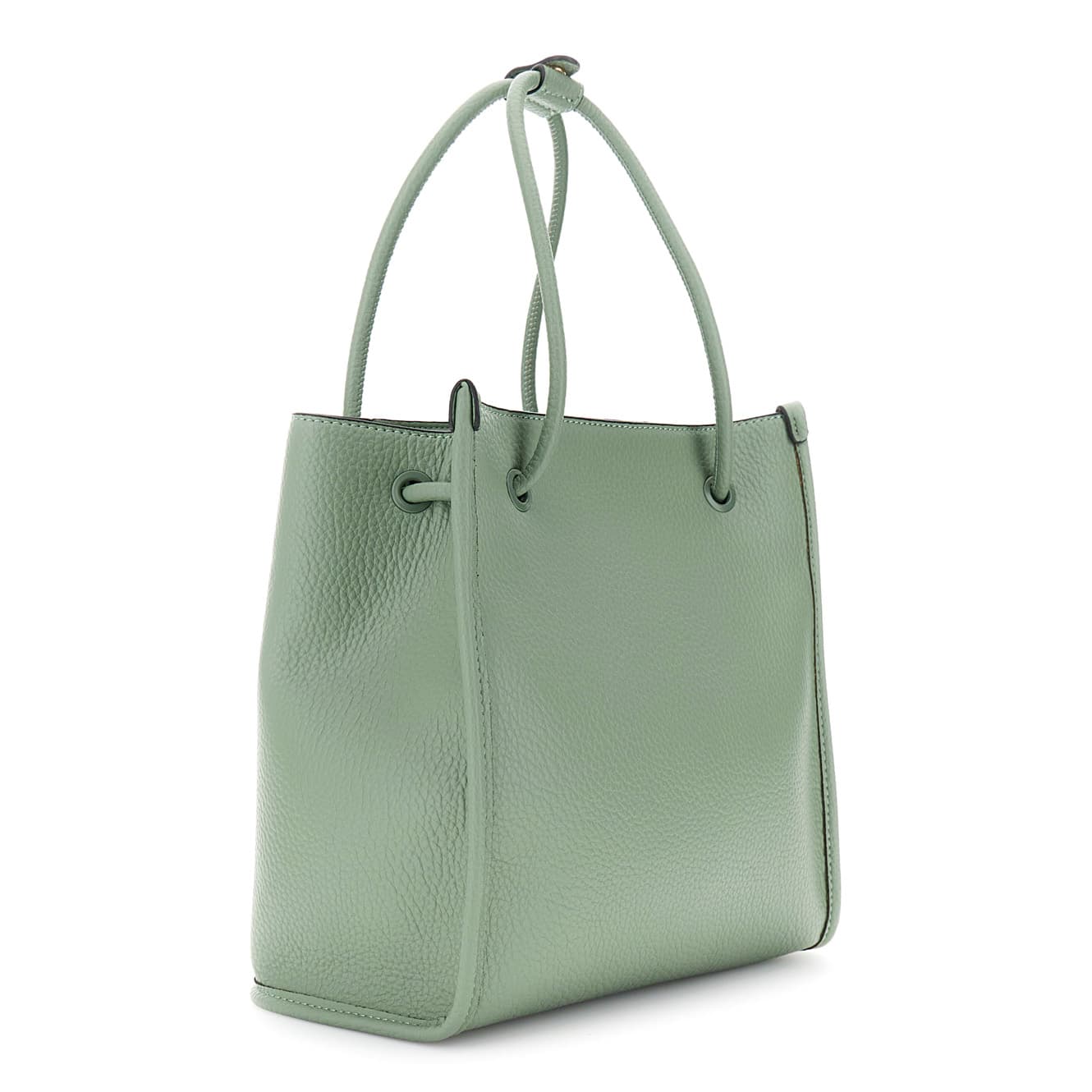 Tote effetto pelle con manici tubolari, charm in metallo salvia — vista 2