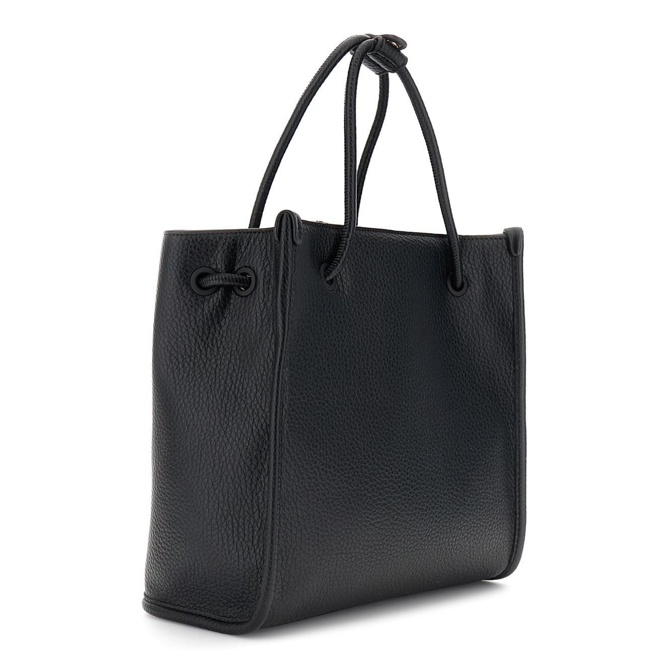 Tote effetto pelle con manici tubolari, charm in metallo nero — vista 2
