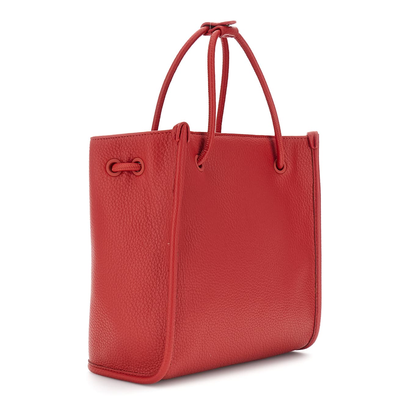 Tote effetto pelle con manici tubolari, charm in metallo rosso — vista 2