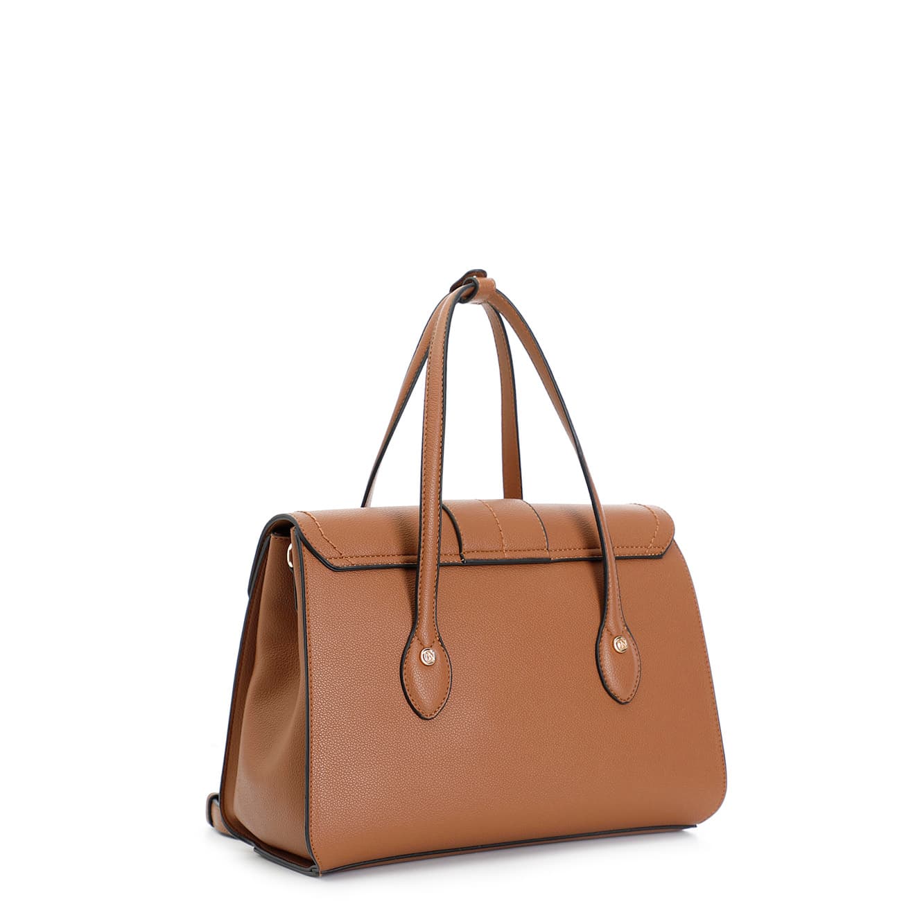 Shopping bag con pattina , applicazione di morsetto verniciato marrone — vista 2