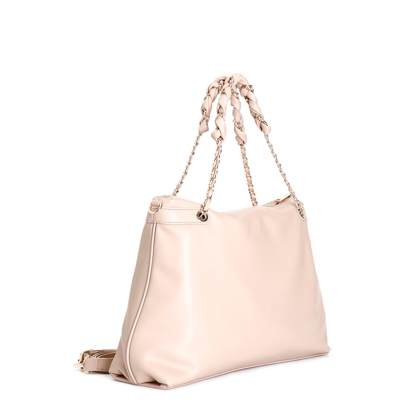 Shopping morbida con manici con catena con infilatura camel — vista 2
