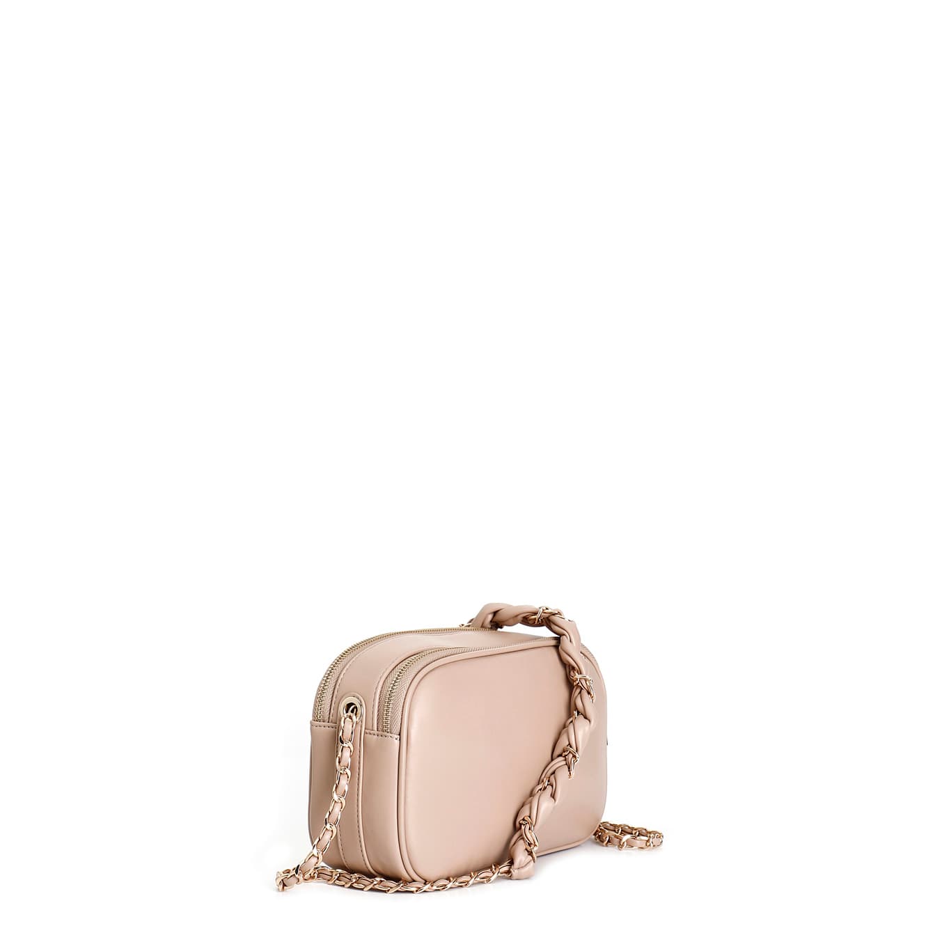 Camera bag morbida con tracolla con catena con infilatura camel — vista 2