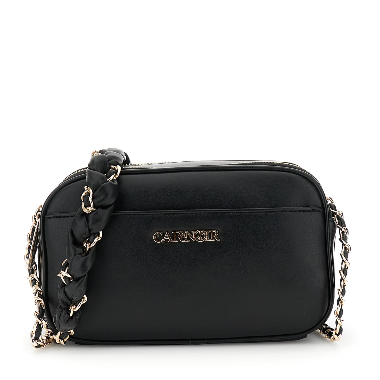 CafèNoir — Camera bag morbida con tracolla con catena con infilatura nero