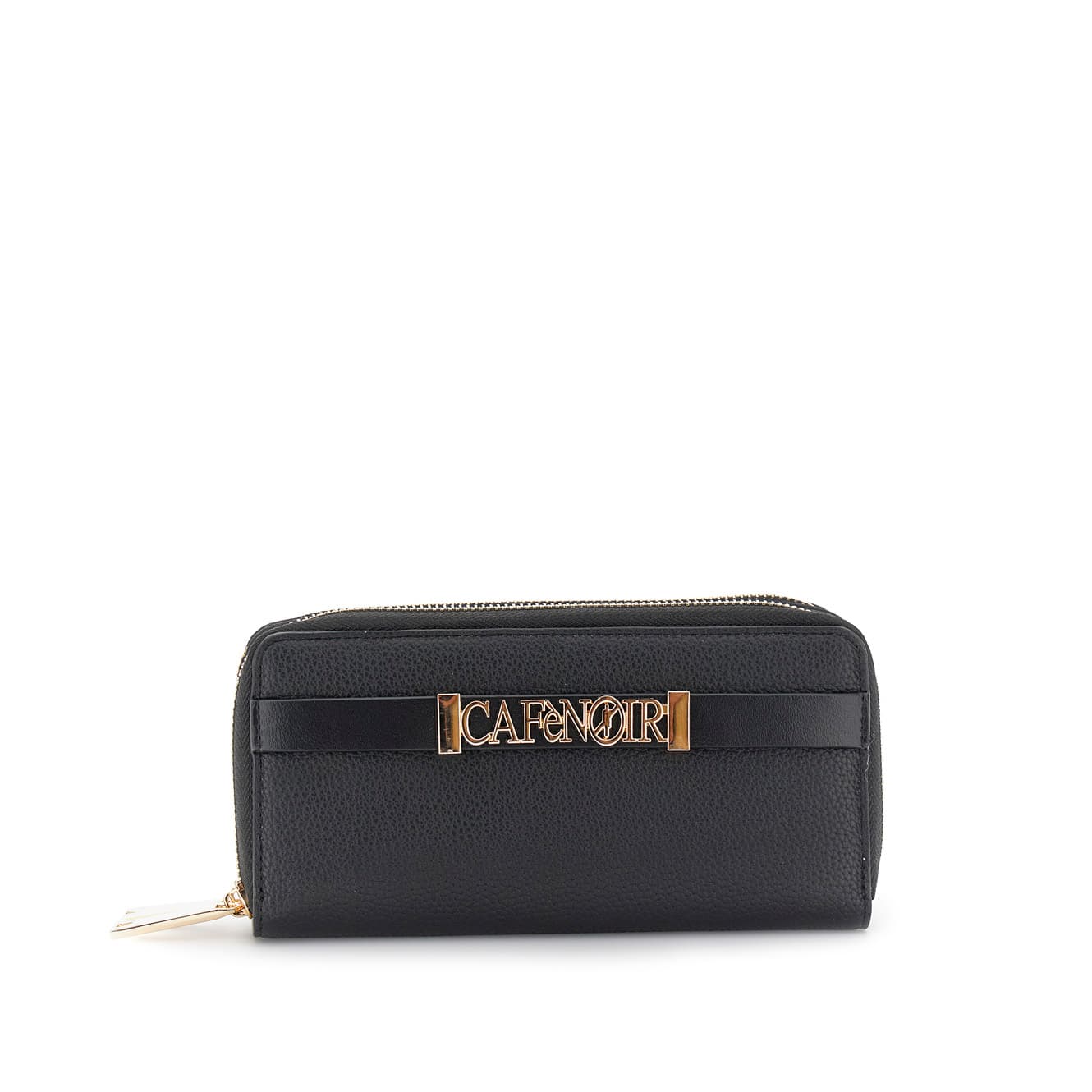 CafèNoir — Portafoglio grande con doppia zip effetto pelle granoso nero