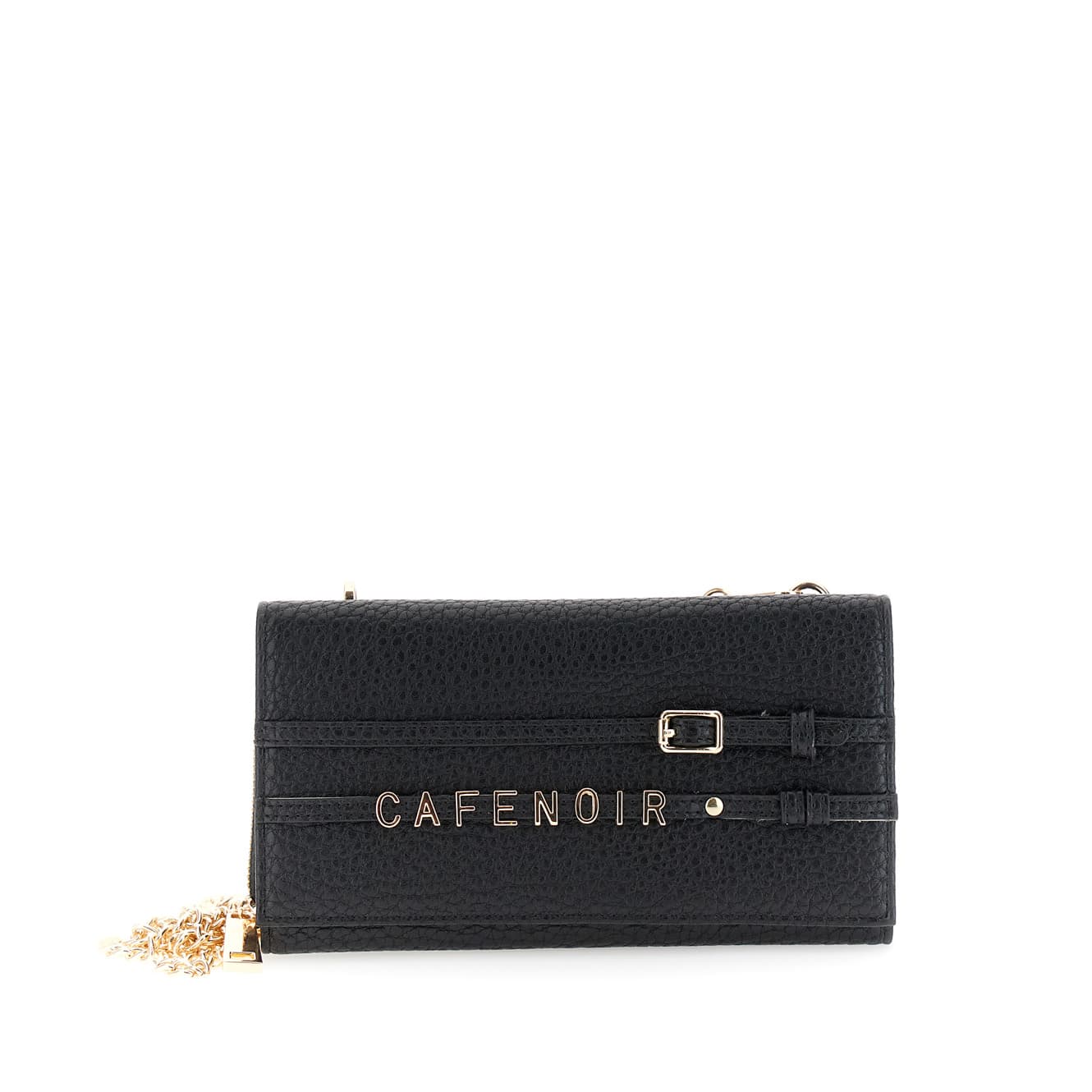CafèNoir — Portafoglio effetto pelle con pattina con lettering e fibbia nero