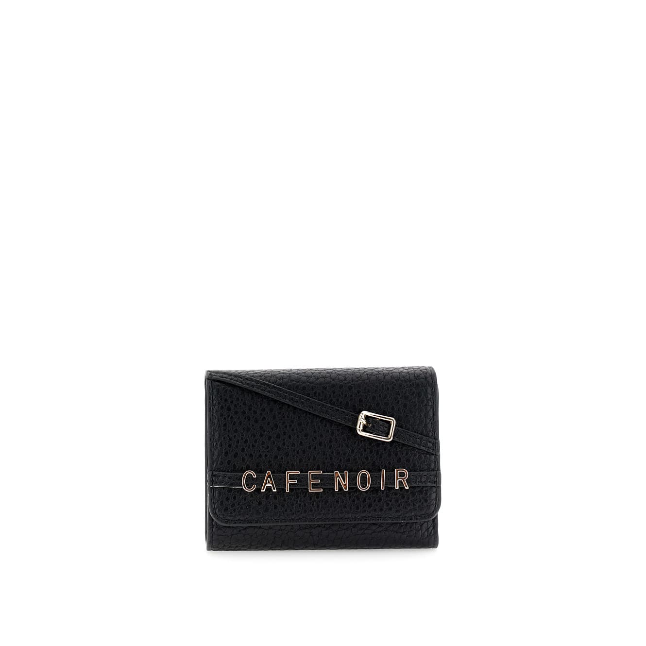 CafèNoir — Portafoglio effetto pelle con pattina, lettering e fibbia nero