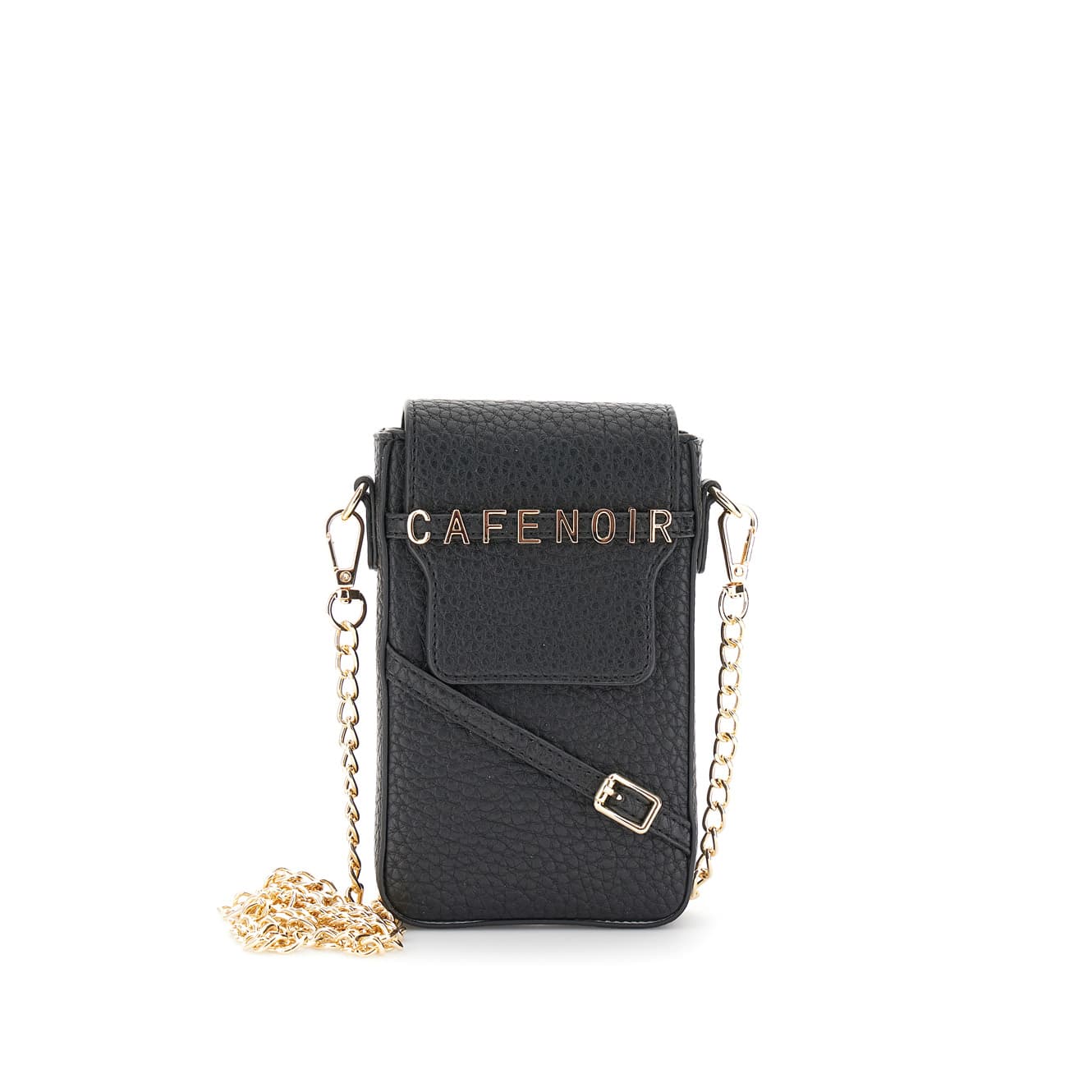 CafèNoir — Portacellulare effetto pelle con pattina, lettering e fibbia nero