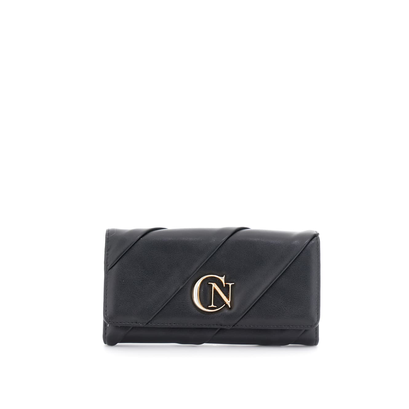 CafèNoir — Portafoglio effetto pelle con pattina e logo in metallo nero