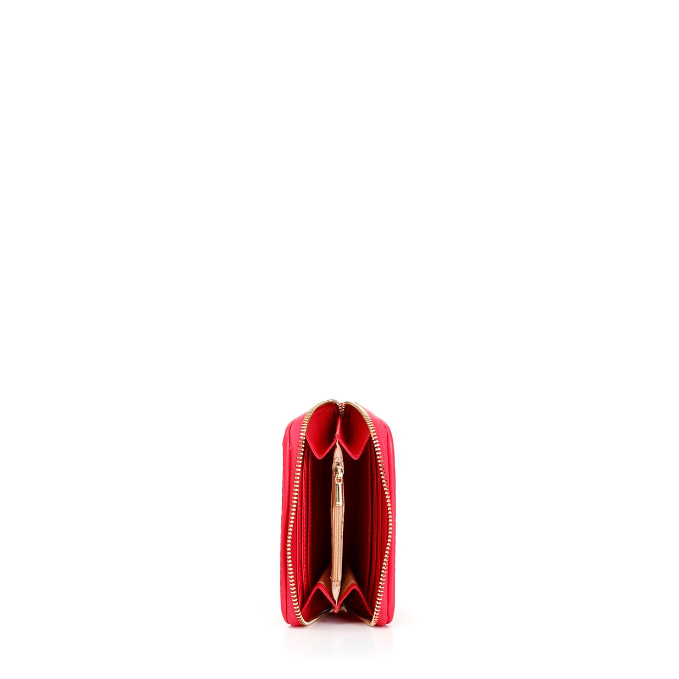 Portafoglio zip round piccolo con lavorazione plissé e lettering fuxia — vista 2