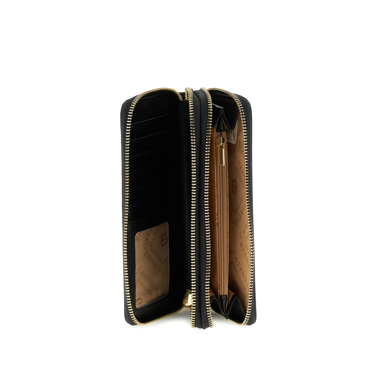 Portafoglio zip around logo in rilievo nero — vista 2
