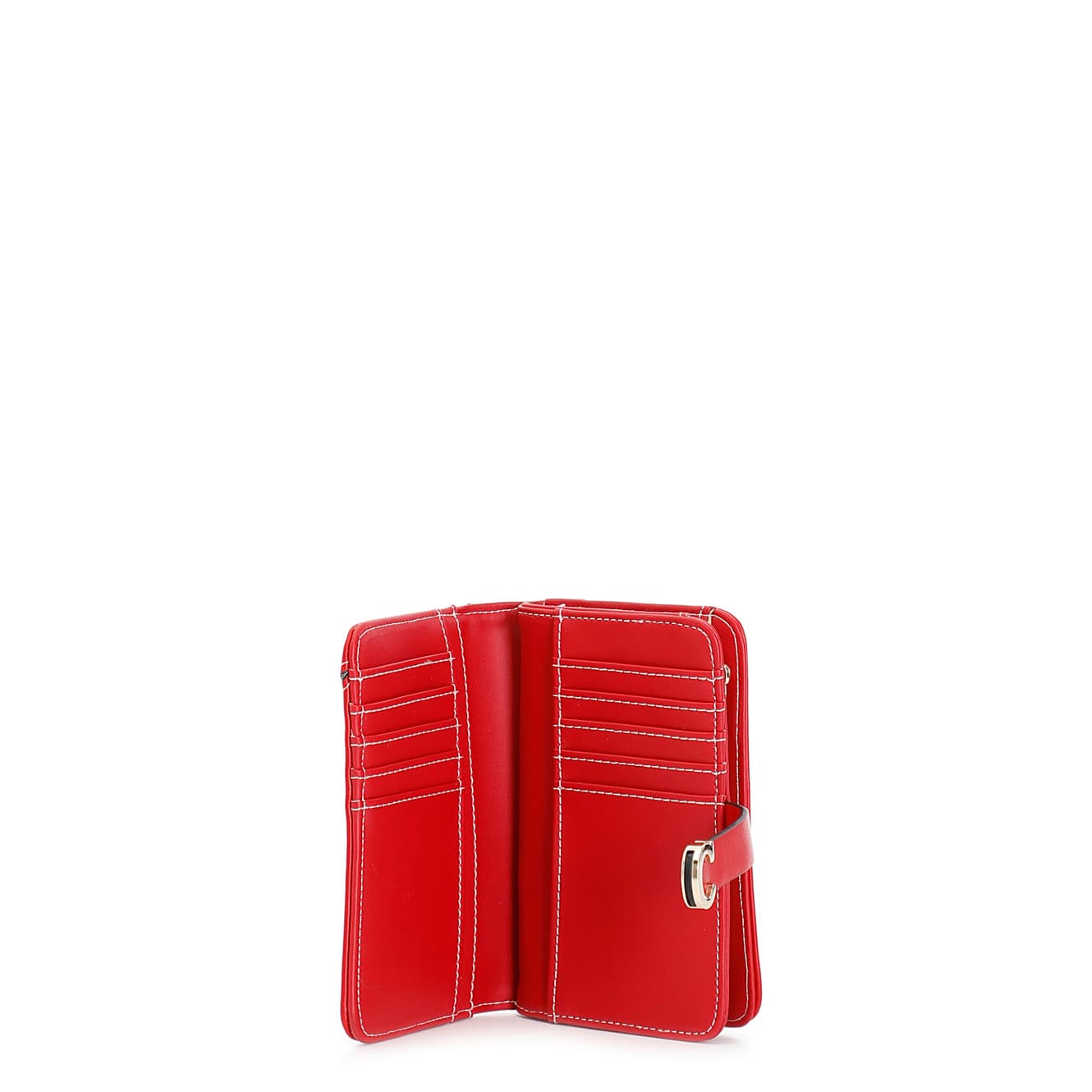 Portafoglio con zip lavorazione patchwork rosso — vista 2